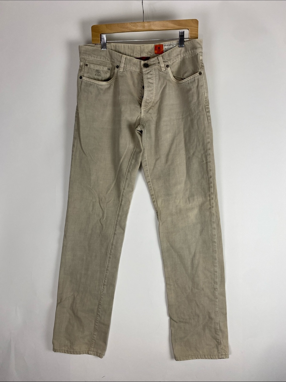 Brunello Cucinelli Men’s Beige Light Wash Straight Fit Button Fly men’s SZ 50
